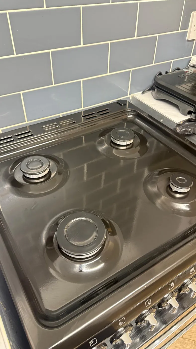 Gas hob cleaned back to black