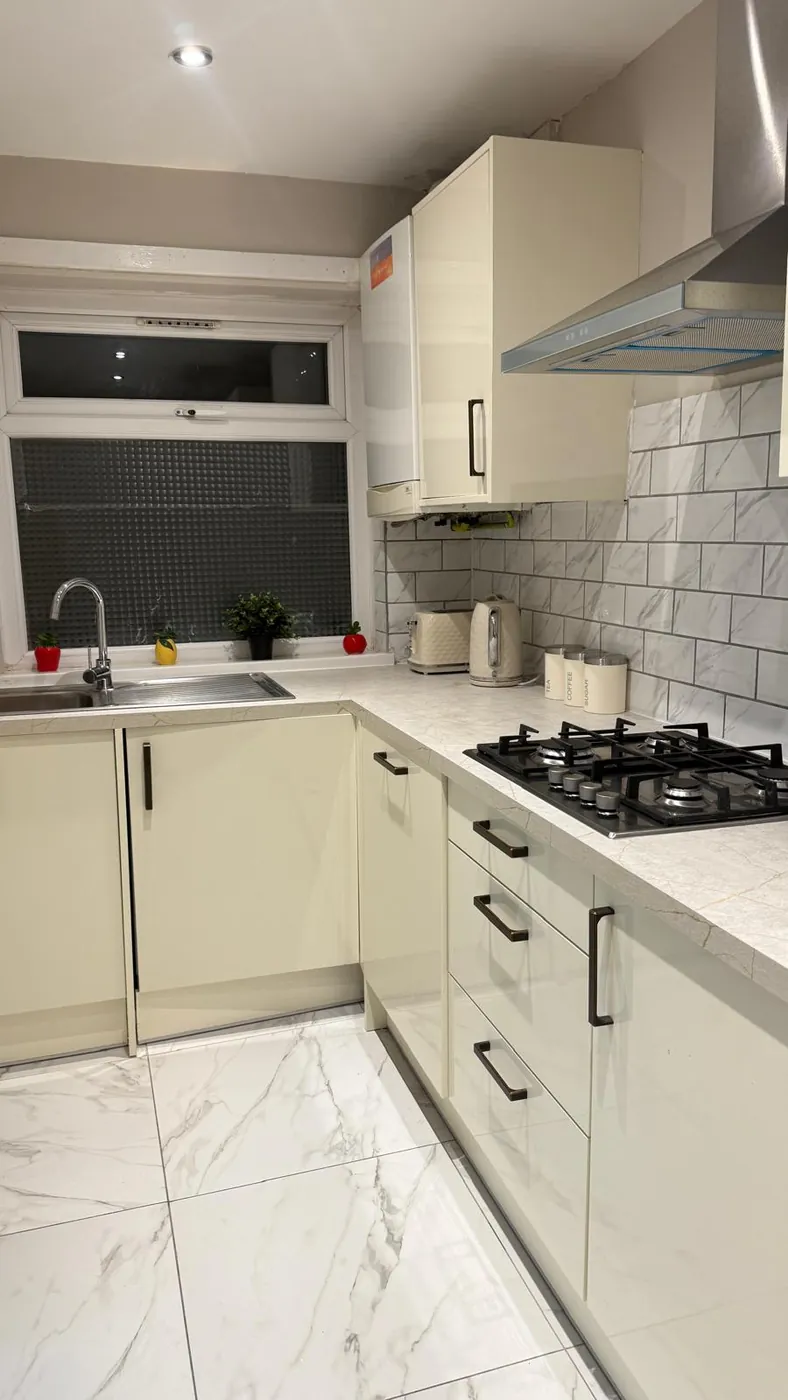 Cream kitchen after a clean